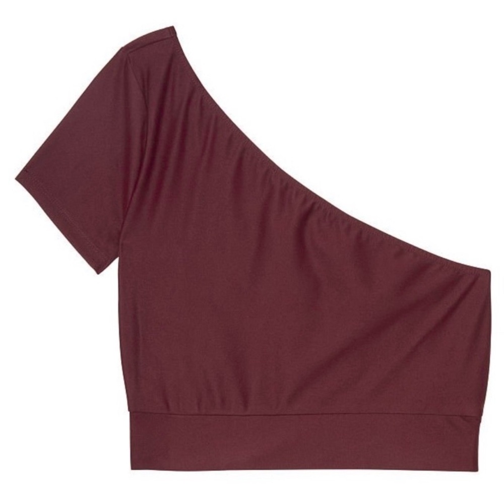 Victoria Sport Burgundy One Shoulder Banded Crop Top